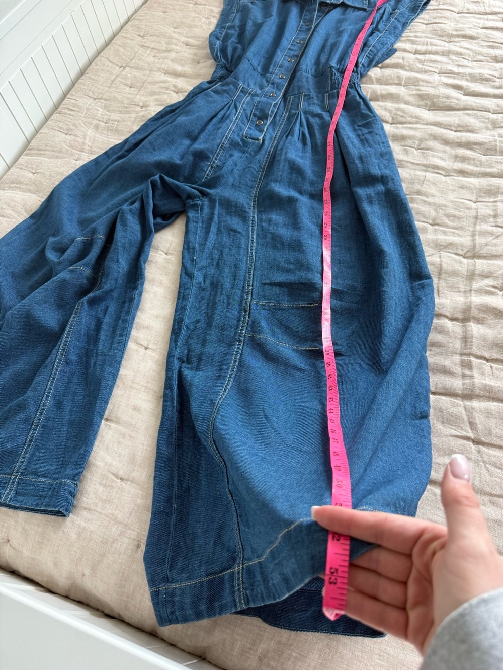 Anthropologie 100% Cotton Wide Leg Jumpsuit - XS in Dark Denim - Picture 15 of 16
